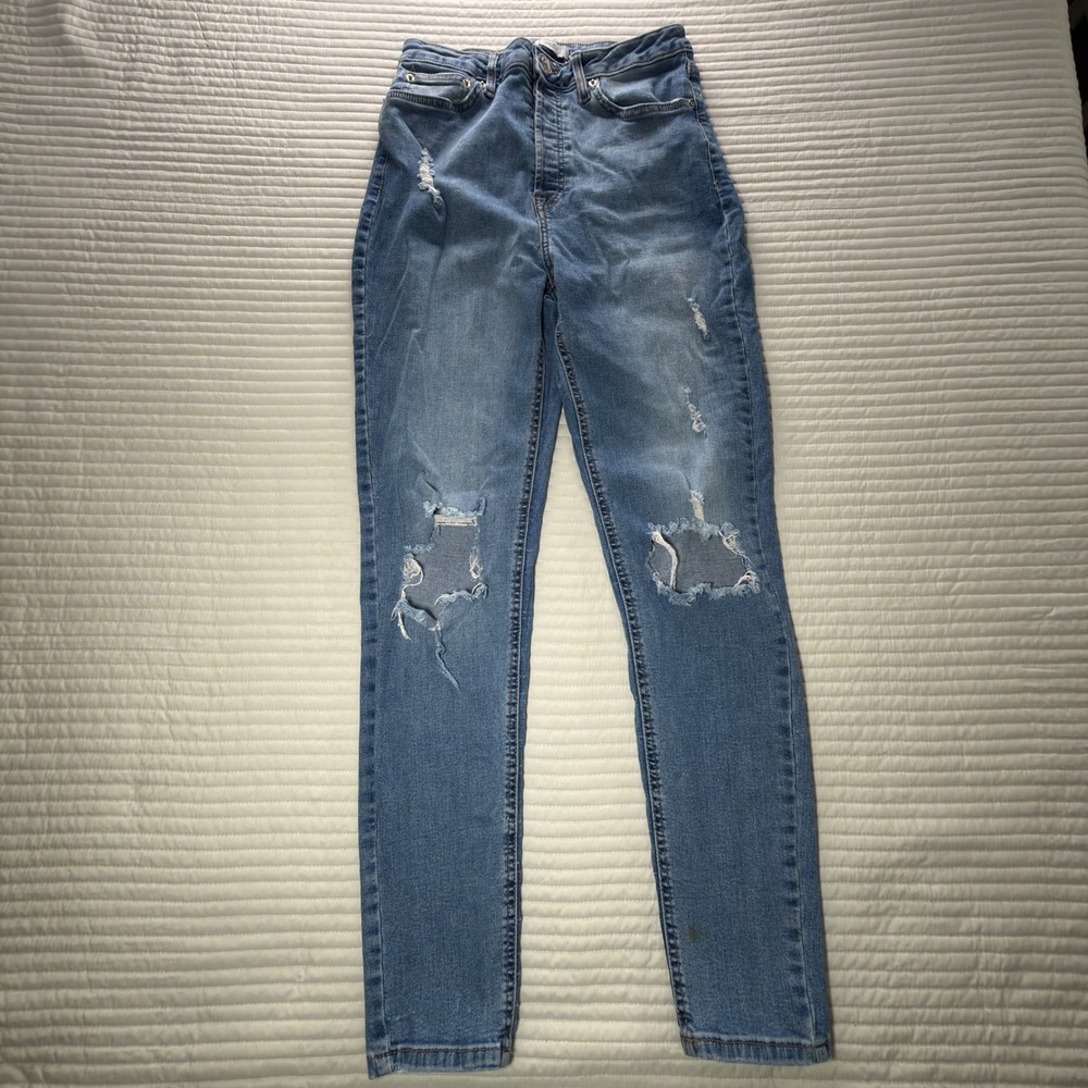 Forever 21 Distressed Skinny Jeans Women 29 Blue Good Ripped High Rise Denim